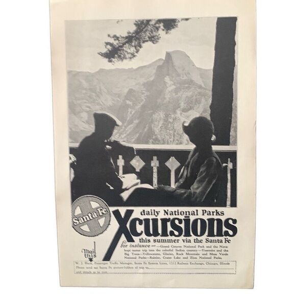 Vintage 1925 Santa Fe National Parks Xcursions Ad Advertisement - Picture 3 of 4